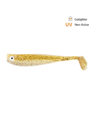 Shad Zeck Zander Gummi, Goldglitter, 9cm, 3buc