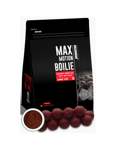 Boilies Haldorado Max Motion Boilie Long Life, Ficat Rosu Condimentat, 16mm, 800g