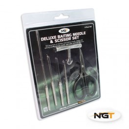 NGT DELUXE BAITING NEEDLE- SCRISSOR SET 6 BUC