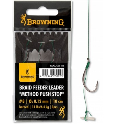 Carlige Legate Browning No.8 10cm 0.12mm Braid Feeder Leader Method Push Stop