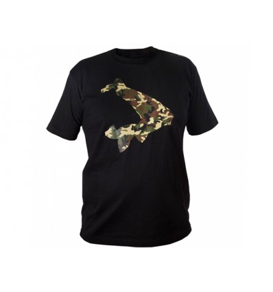 Tricou Avid Carp Black-Camo T-Shirt