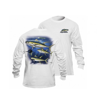 Flying Fisherman Yellowfin Tuna White Long Sleeve Tee