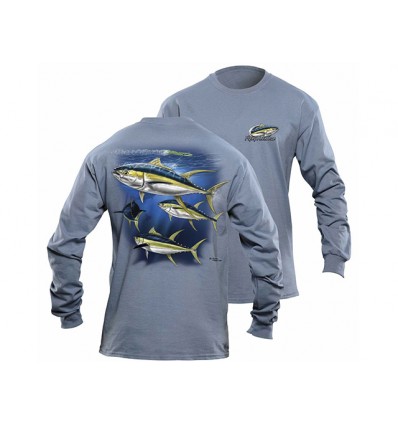 Flying Fisherman Yellowfin Tuna Indigo Blue Long Sleeve Tee