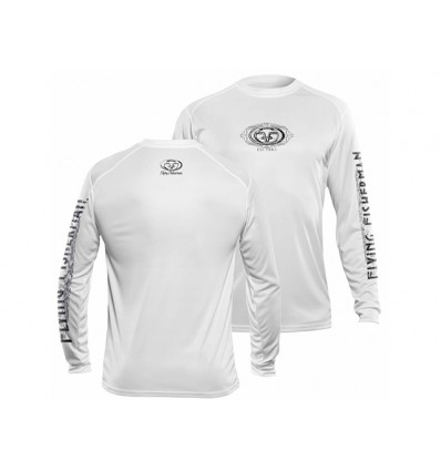 Flying Fisherman Logo Performance White Long Sleeve Tee