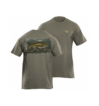 Flying Fisherman Brown Trout Olive Tee