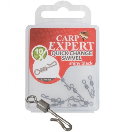 Vartej Cu Agrafa Rapida Carp Expert Quick Change Swivel Shiny Black 10buc/cutie