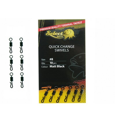 Vartejuri cu agrafa rapida Select Baits Quick Change Swivels Nr.8 10buc/plic