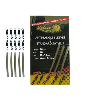 Select Baits Anti-tangle Sleeves and Standard Swivels Verde