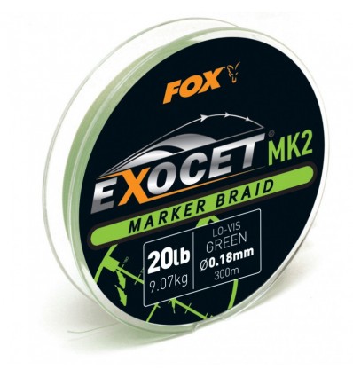 Fir Textil Fox Exocet Mk2 Marker Braid Green 0.18mm 20lbs 300m