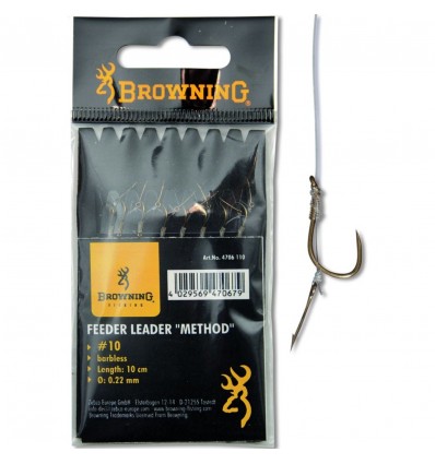 Carlige Legate Browning 10cm Feeder Method hook-to-nylon with boilie needle Bronze