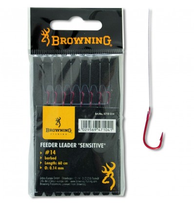 Carlige Legate Browning 60cm Feeder Sensitive hook-to-nylon Red