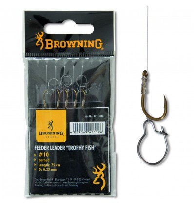 Carlige Legate Browning No.10 75cm 0.25mm Feeder / Maggot Clip