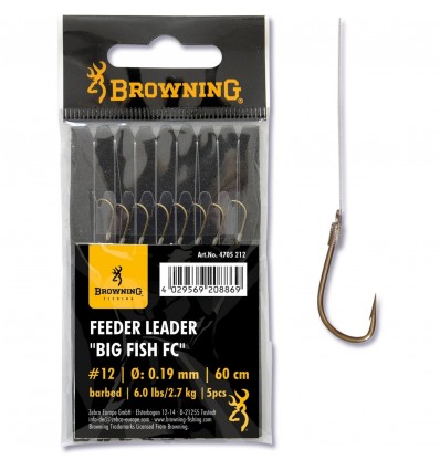 Carlige Legate Browning No.12 60cm 0.19mm Feeder Leader Big Fish FC