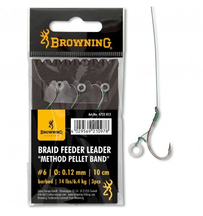 Carlige Legate Browning No.4 10cm 0.14mm Braid Feeder Leader Method Pelet Band