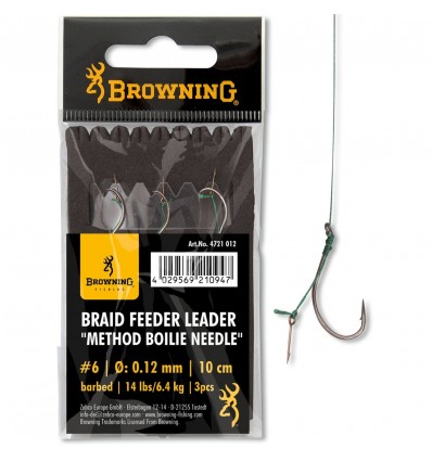 Carlige Legate Browning No.4 10cm 0.14mm Braid Feeder Leader Method Boilie Needle