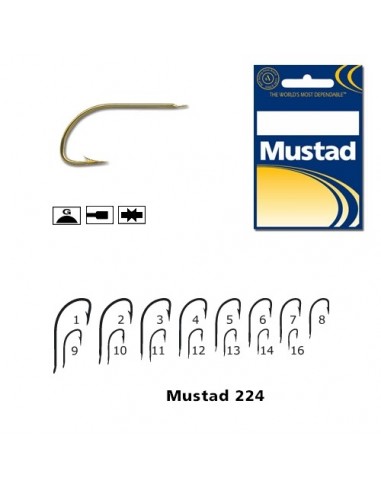 Carlige Mustad Cristal Auriu 224, 10buc/plic