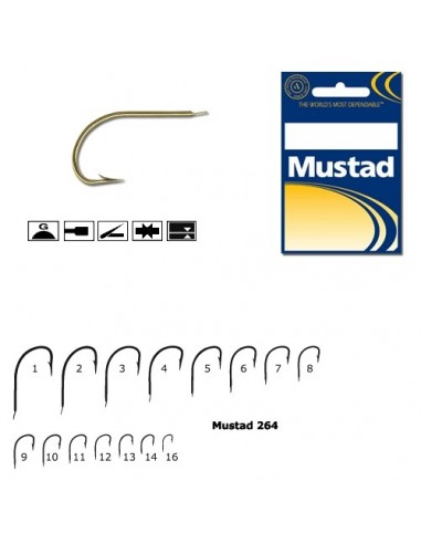 Carlig Mustad Auriu M264 cu Tija Scurta, 10buc/plic